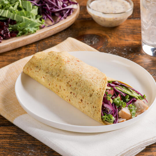 Chicken Wraps with Cabbage, Apple and Cranberry Slaw